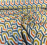 Sunbrella Retro Chevron Tropic Sunbrella Acrylic Fabric - Blue, Orange, Yellow, White Chevron Pattern, 54" Width (1 Yard)