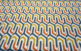 Sunbrella Retro Chevron Tropic Sunbrella Acrylic Fabric - Blue, Orange, Yellow, White Chevron Pattern, 54" Width (1 Yard)