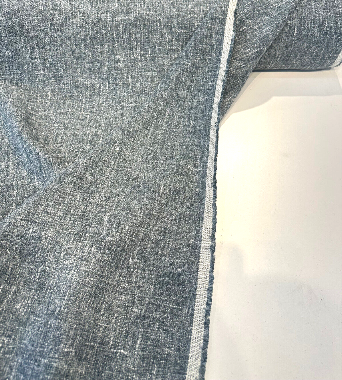 Libeco Belgian Linen Melange Teal Linen Fabric - Teal, Drapery Upholstery, 54" Width (1 Yard)