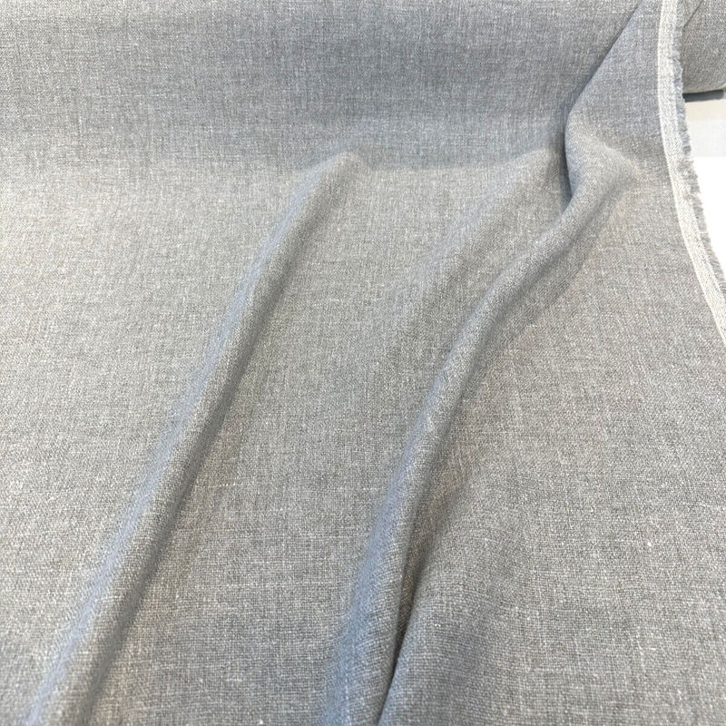 Libeco Belgian Linen Melange Gray Stone Linen Fabric - Stone, Drapery Upholstery, 54" Width (1 Yard)