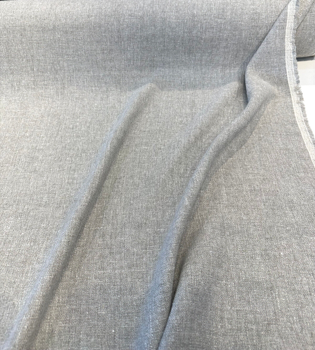 Libeco Belgian Linen Melange Gray Stone Linen Fabric - Stone, Drapery Upholstery, 54" Width (1 Yard)