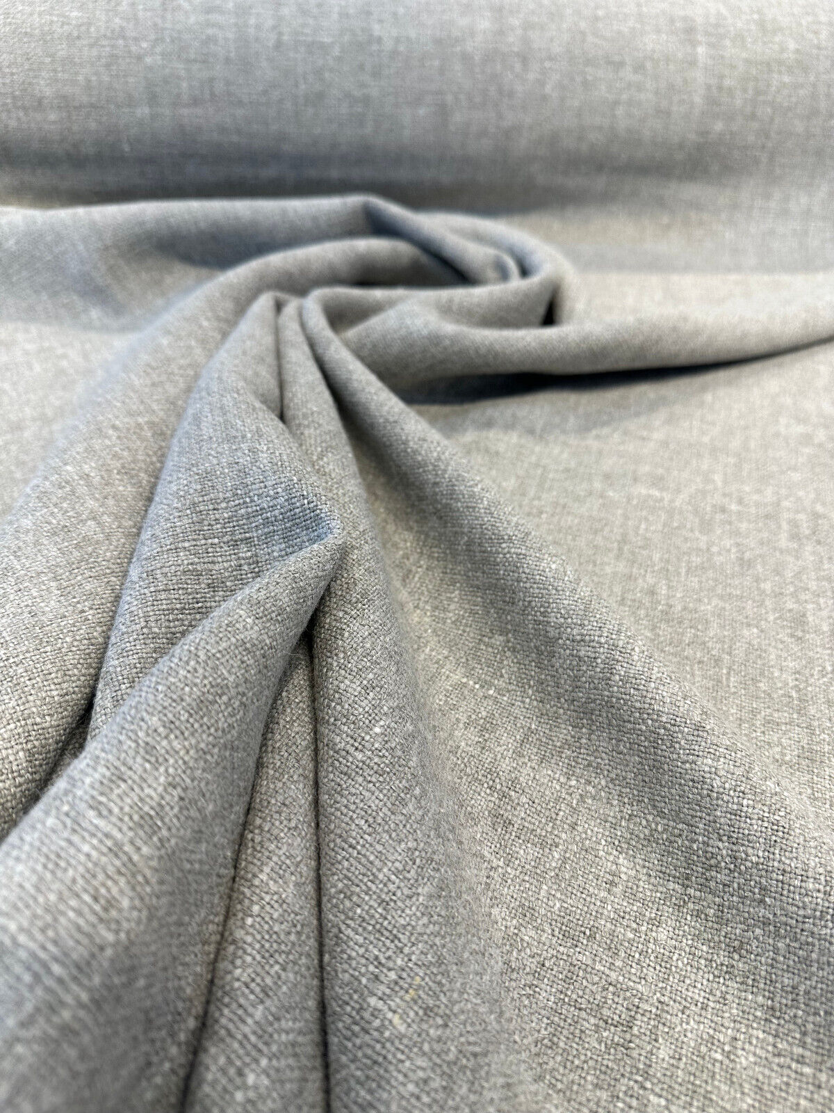 Libeco Belgian Linen Melange Gray Stone Linen Fabric - Stone, Drapery Upholstery, 54" Width (1 Yard)