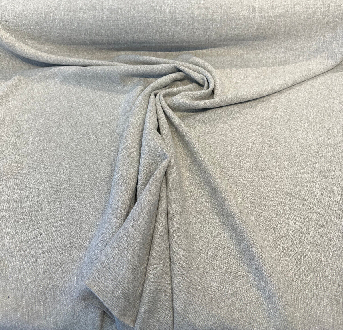 Libeco Belgian Linen Melange Gray Stone Linen Fabric - Stone, Drapery Upholstery, 54" Width (1 Yard)