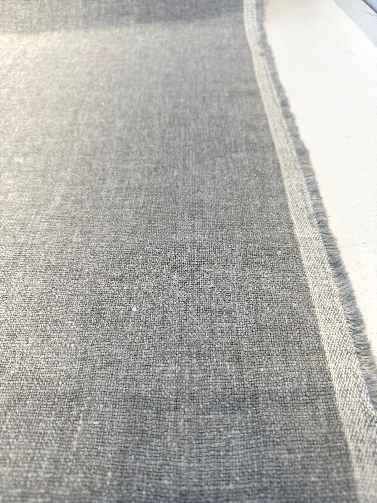 Libeco Belgian Linen Melange Gray Stone Linen Fabric - Stone, Drapery Upholstery, 54" Width (1 Yard)