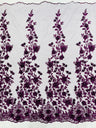 Princess 3D Floral Lace Polyester Fabric - Beaded Mesh Lace, 50" Width (1 Yard)