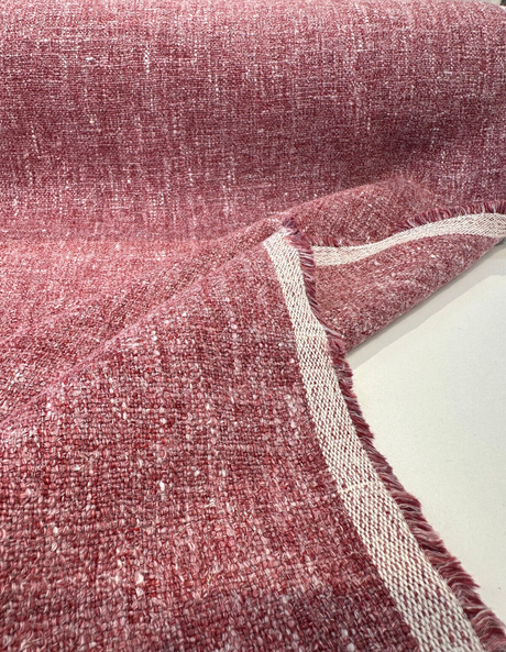 Libeco Belgian Linen Melange Scarlet Red Drapery Upholstery Fabric - Scarlet Red, 54" Width (1 Yard)