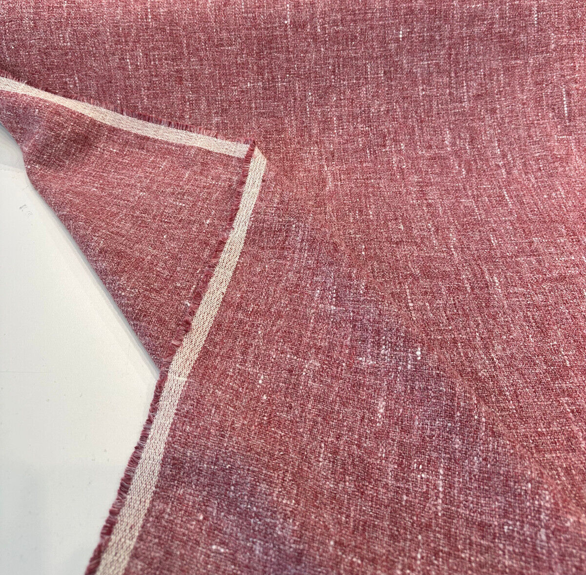 Libeco Belgian Linen Melange Scarlet Red Drapery Upholstery Fabric - Scarlet Red, 54" Width (1 Yard)