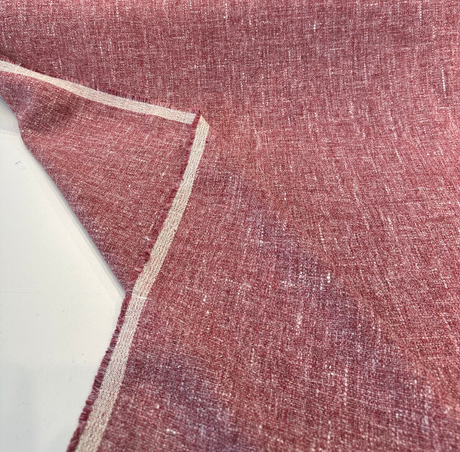 Libeco Belgian Linen Melange Scarlet Red Drapery Upholstery Fabric - Scarlet Red, 54" Width (1 Yard)