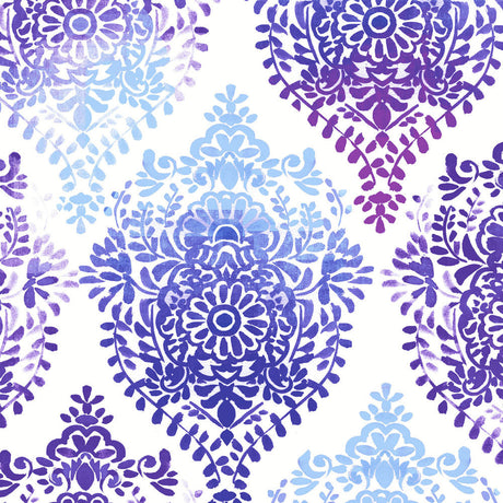 Cool Damask Fabric - Damask Pattern, 18" X 18" Repeat (1 Yard)