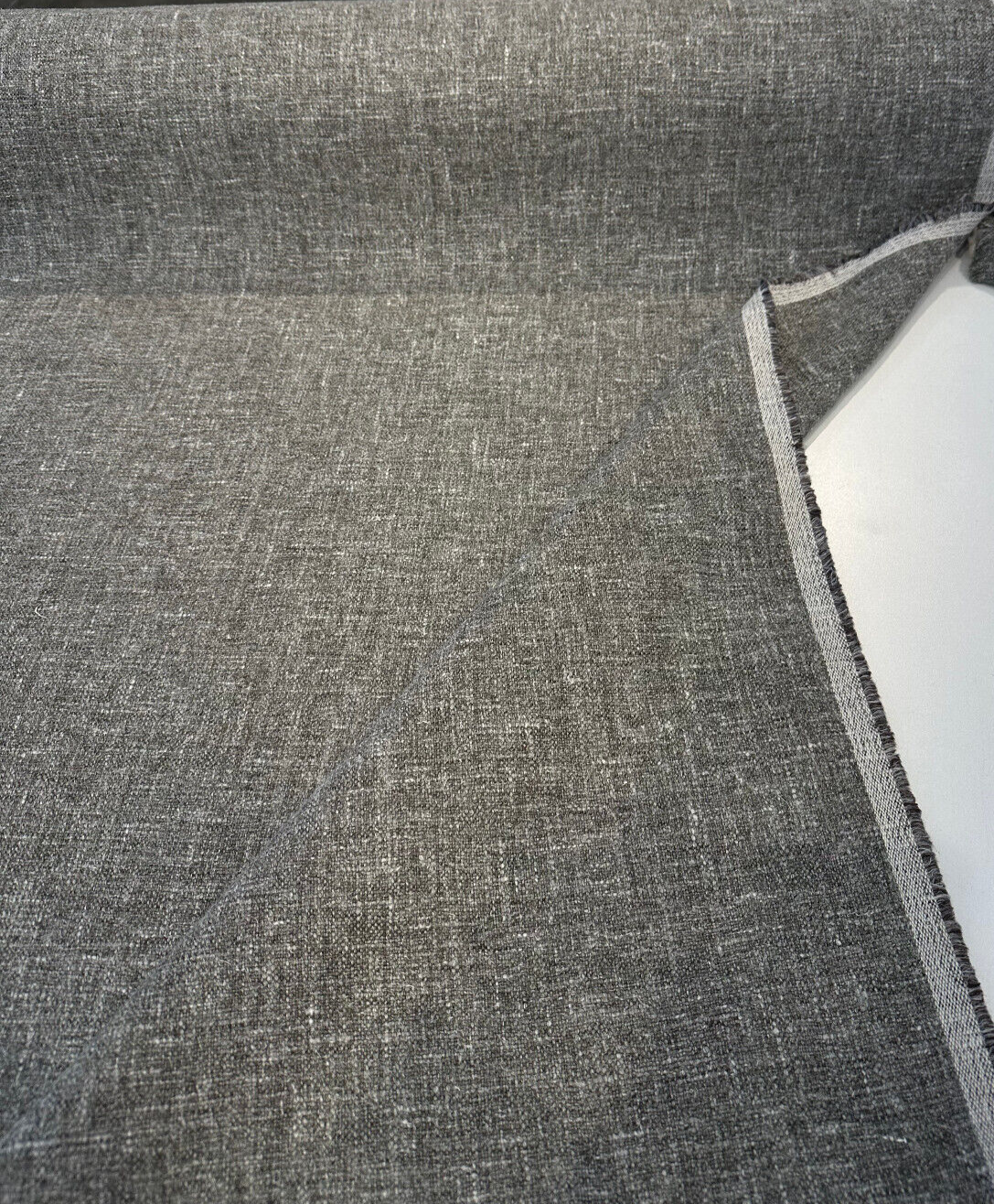 Libeco Belgian Linen Melange Fabric - Lichen Gray, Drapery Upholstery, 54" Width (1 Yard)
