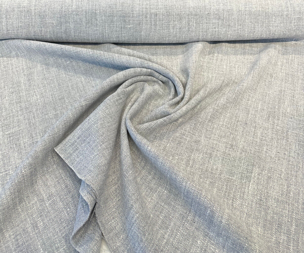 Libeco Belgian Linen Melange Gris Light Blue Upholstery Fabric - Gris Light Blue, 54" Width (1 Yard)