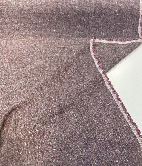 Libeco Belgian Linen Melange Mulberry Linen Fabric - Mulberry Purple, 54" Width, No Repeat, Railroaded (1 Yard)