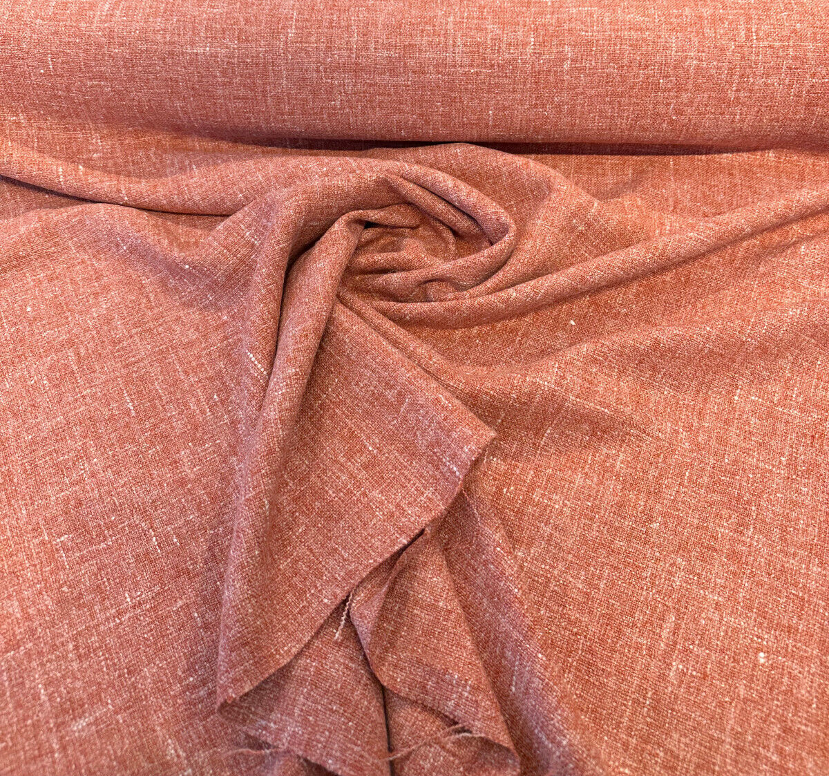 Libeco Belgian Linen Melange Orange Pumpkin Upholstery Fabric - Orange Pumpkin, 54" Width (1 Yard)