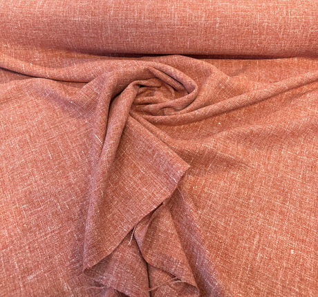 Libeco Belgian Linen Melange Orange Pumpkin Upholstery Fabric - Orange Pumpkin, 54" Width (1 Yard)