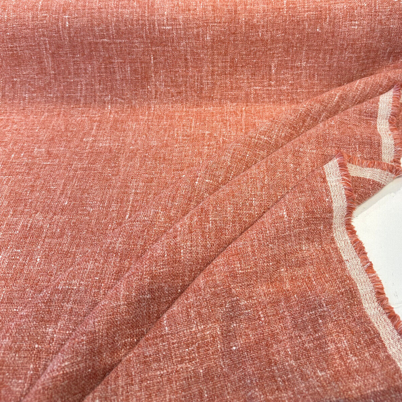 Libeco Belgian Linen Melange Orange Pumpkin Upholstery Fabric - Orange Pumpkin, 54" Width (1 Yard)