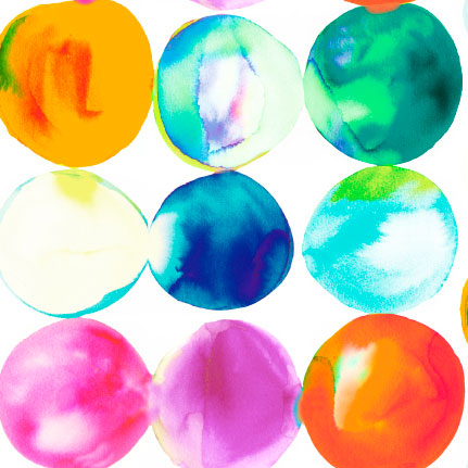 Watercolor Circles Fabric - Abstract Circles, 20" X 20" Repeat (1 Yard)