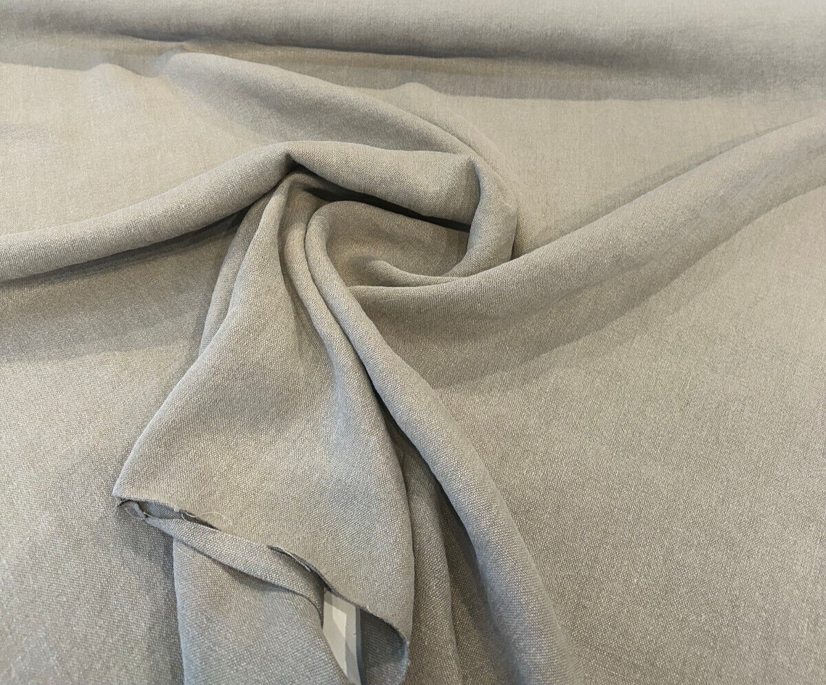 Libeco Stonewash Hemp Taupe Belgian Hemp Fabric - Taupe, Drapery Upholstery, 54" Width (1 Yard)