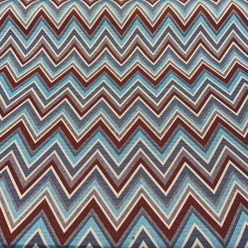 Fischer Sunbrella Jewel Chevron Solution Dyed Acrylic Fabric - Deep Maroon, Sky Blue, Teal, Ivory/Beige, Brown Chevron, 54" Width (1 Yard)