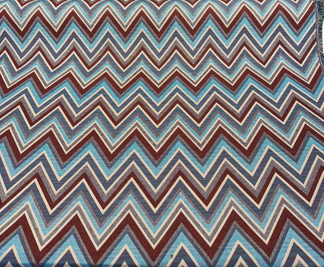 Fischer Sunbrella Jewel Chevron Solution Dyed Acrylic Fabric - Deep Maroon, Sky Blue, Teal, Ivory/Beige, Brown Chevron, 54" Width (1 Yard)