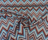 Fischer Sunbrella Jewel Chevron Solution Dyed Acrylic Fabric - Deep Maroon, Sky Blue, Teal, Ivory/Beige, Brown Chevron, 54" Width (1 Yard)