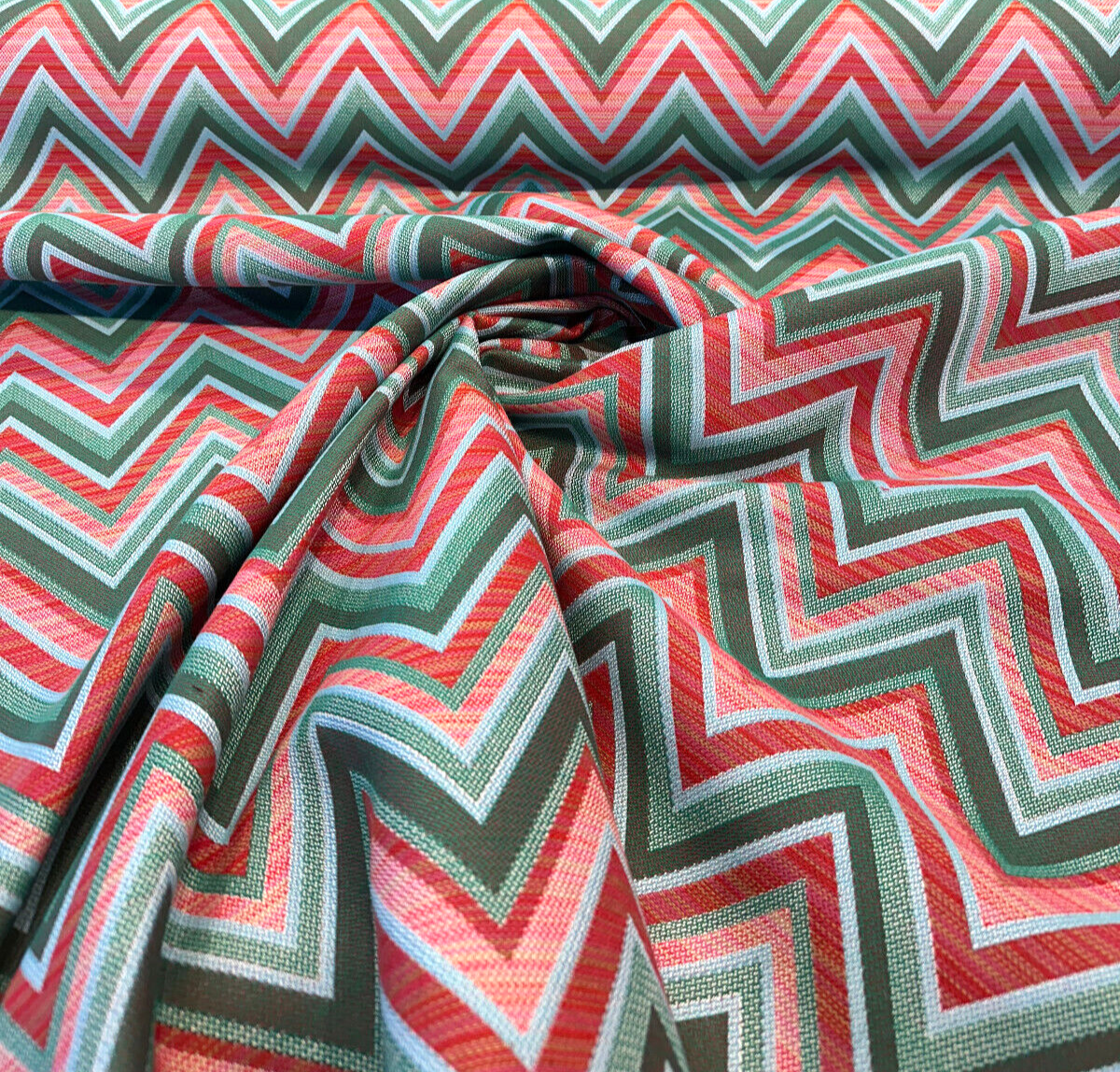 Fischer Sunbrella Emerald Chevron Solution Dyed Acrylic Fabric - Emerald Chevron, 54" Width (1 Yard)
