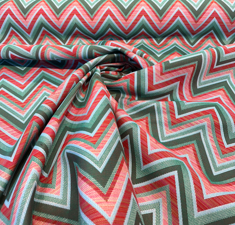 Fischer Sunbrella Emerald Chevron Solution Dyed Acrylic Fabric - Emerald Chevron, 54" Width (1 Yard)