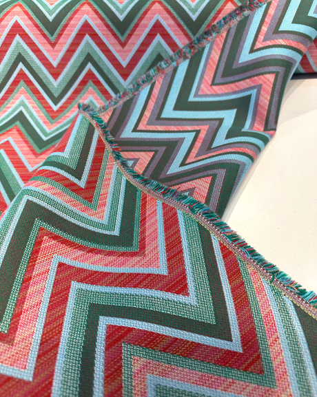 Fischer Sunbrella Emerald Chevron Solution Dyed Acrylic Fabric - Emerald Chevron, 54" Width (1 Yard)