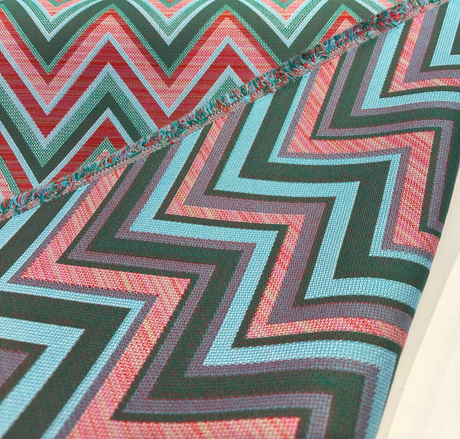 Fischer Sunbrella Emerald Chevron Solution Dyed Acrylic Fabric - Emerald Chevron, 54" Width (1 Yard)