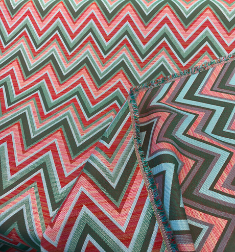 Fischer Sunbrella Emerald Chevron Solution Dyed Acrylic Fabric - Emerald Chevron, 54" Width (1 Yard)