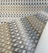 Divide Mocha Acrylic Fabric - Ivory, Gray Charcoal, Toast Brown Small-Scale Ikat, 54" Width (1 Yard)