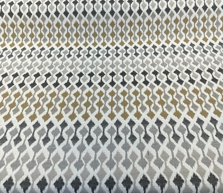 Divide Mocha Acrylic Fabric - Ivory, Gray Charcoal, Toast Brown Small-Scale Ikat, 54" Width (1 Yard)