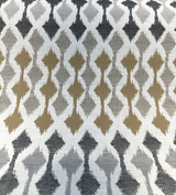 Divide Mocha Acrylic Fabric - Ivory, Gray Charcoal, Toast Brown Small-Scale Ikat, 54" Width (1 Yard)