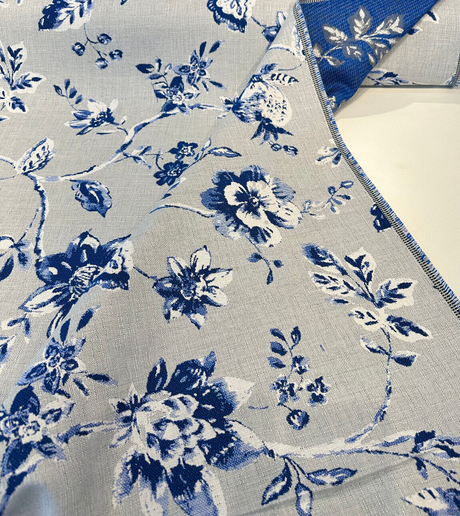 Sunbrella Ariana Floral Sunbrella Acrylic Fabric - Delft Blue Floral, 54" Width (1 Yard)