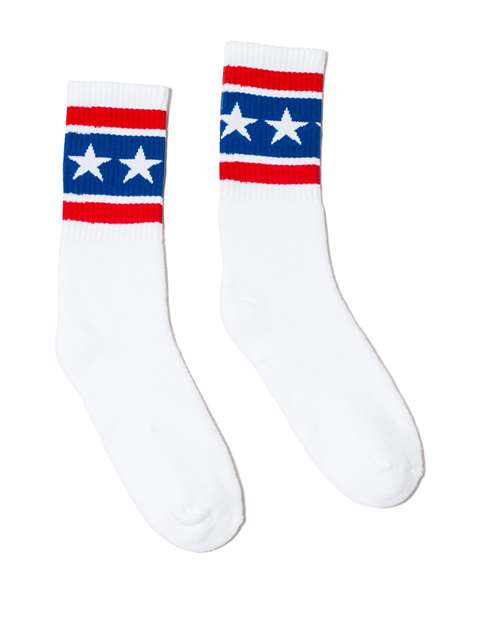 USA-Made Striped Crew Socks