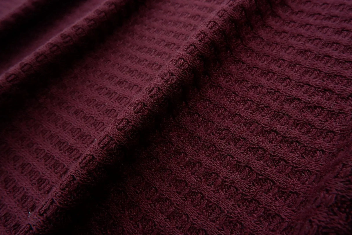 Waffle Solid Knit Fabric 1 Yard Soft Stretch Textured Material 58/60" Wide