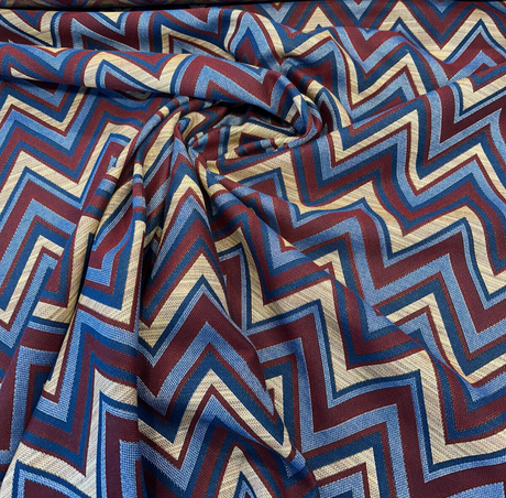 Fischer Sunbrella Redwood Solution Dyed Acrylic Fabric - Chevron, Burgundy/Deep Red, Gold/Tan, Navy Blue, Light Blue, 54" Width (1 Yard)
