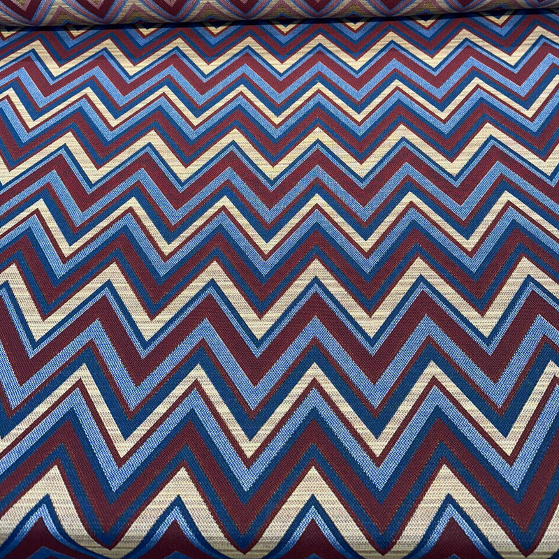 Fischer Sunbrella Redwood Solution Dyed Acrylic Fabric - Chevron, Burgundy/Deep Red, Gold/Tan, Navy Blue, Light Blue, 54" Width (1 Yard)