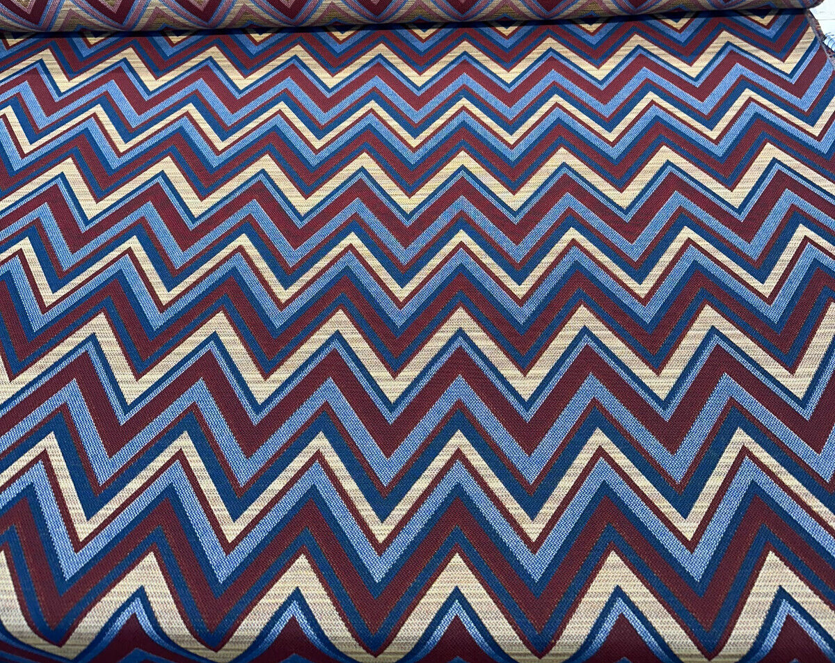 Fischer Sunbrella Redwood Solution Dyed Acrylic Fabric - Chevron, Burgundy/Deep Red, Gold/Tan, Navy Blue, Light Blue, 54" Width (1 Yard)