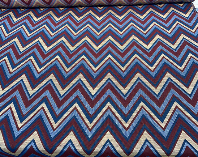 Fischer Sunbrella Redwood Solution Dyed Acrylic Fabric - Chevron, Burgundy/Deep Red, Gold/Tan, Navy Blue, Light Blue, 54" Width (1 Yard)
