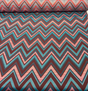 Fischer Carnival Sunbrella Solution Dyed Acrylic Fabric - Chevron, Red/Turquoise/Teal/Pink/Brown, 54" Width, 18" Vertical Repeat, 14" Horizontal Repeat (1 Yard)