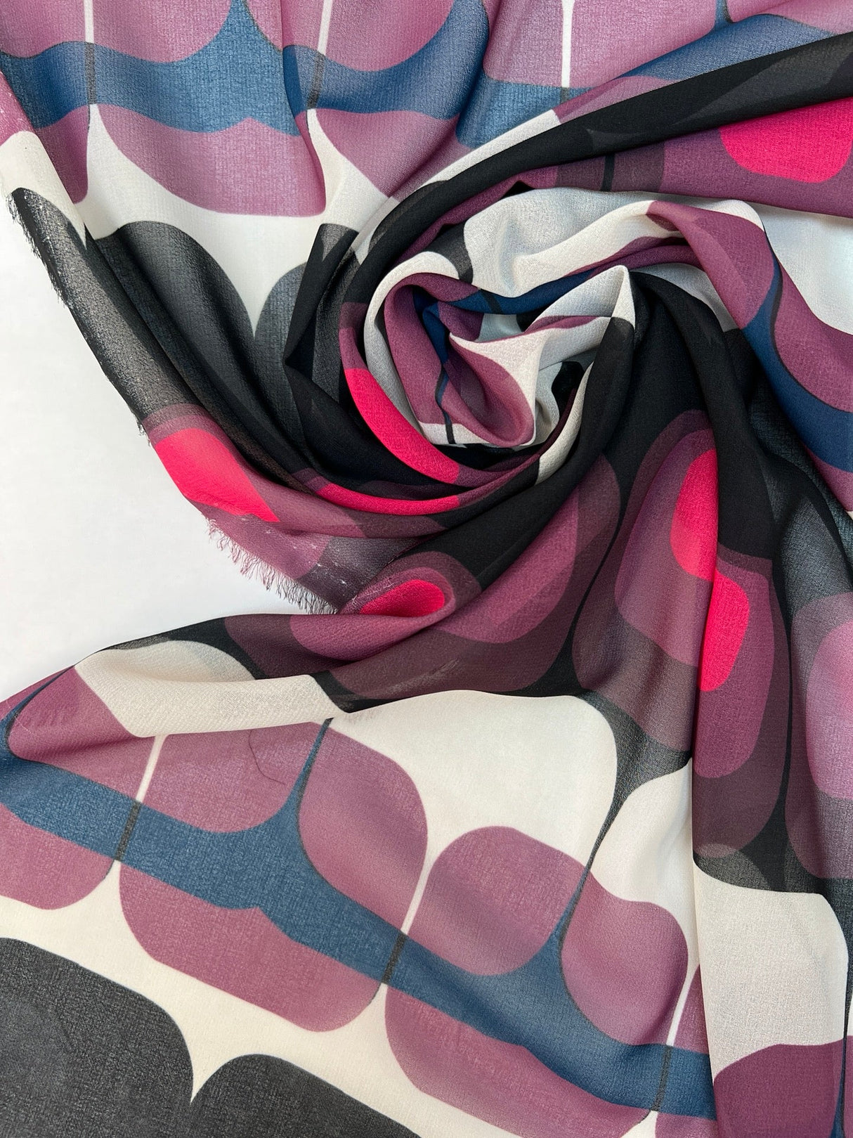 Polyester Chiffon Crepe Black Purple Printed