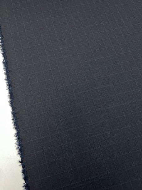 Wool Checked Blue Fabric