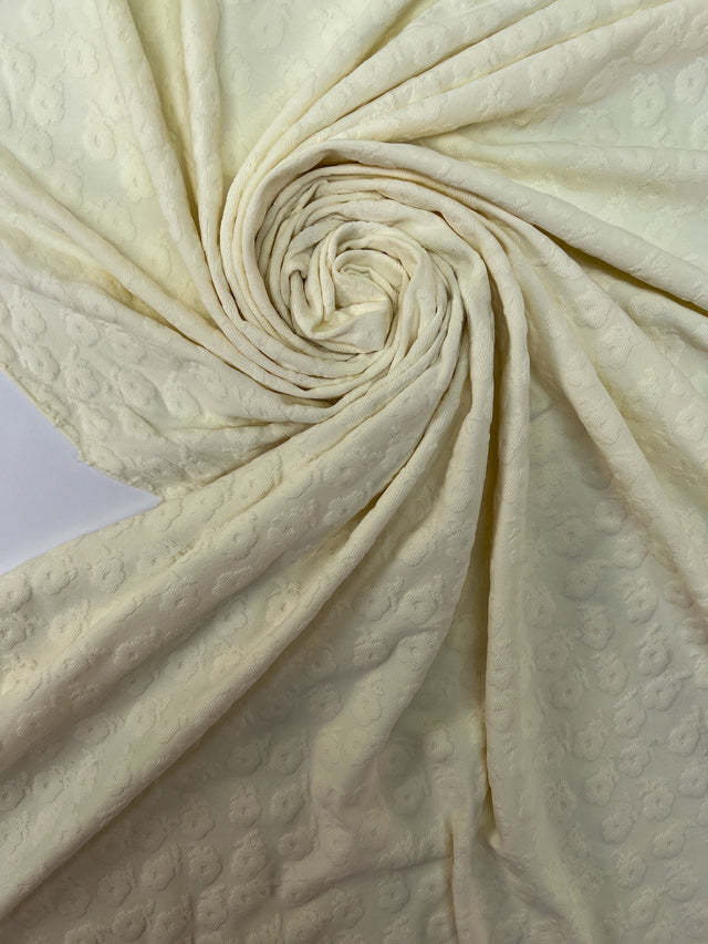 Polyamide Elastane Floral Knit White Yellow
