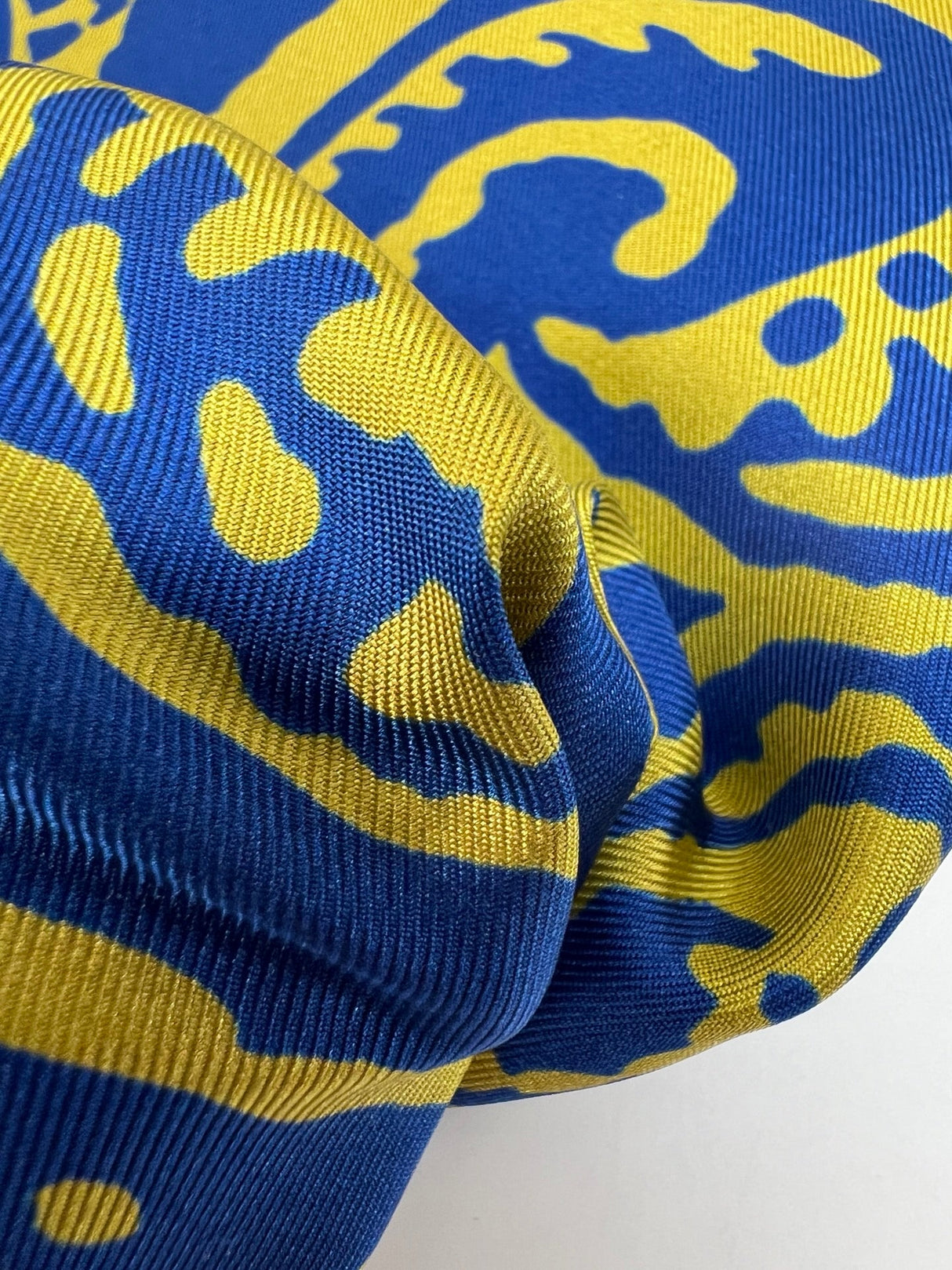 Silk Twill Printed Abstract Yellow Blue