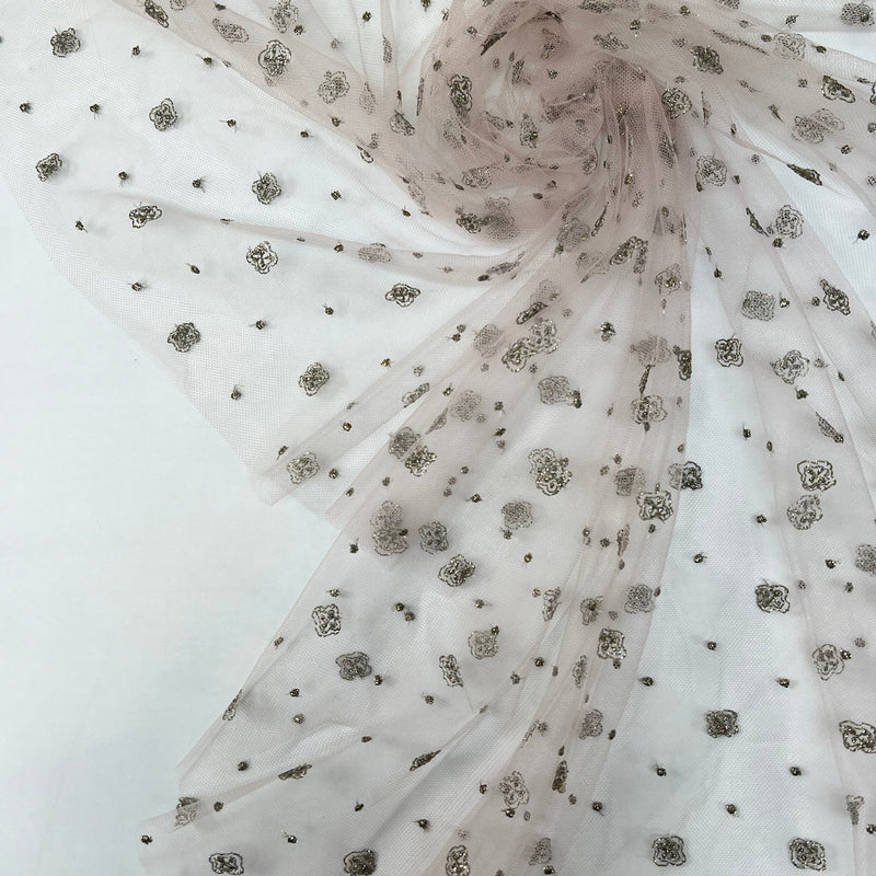 Lace Embroidered Golden Pink