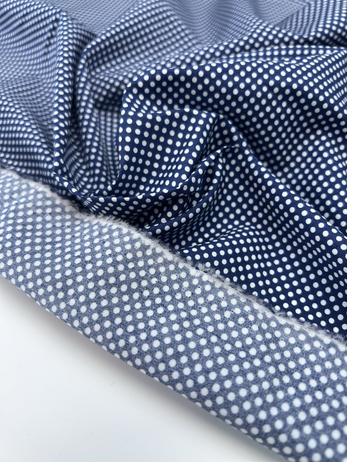 Cotton Poplin Blue Polka Dot