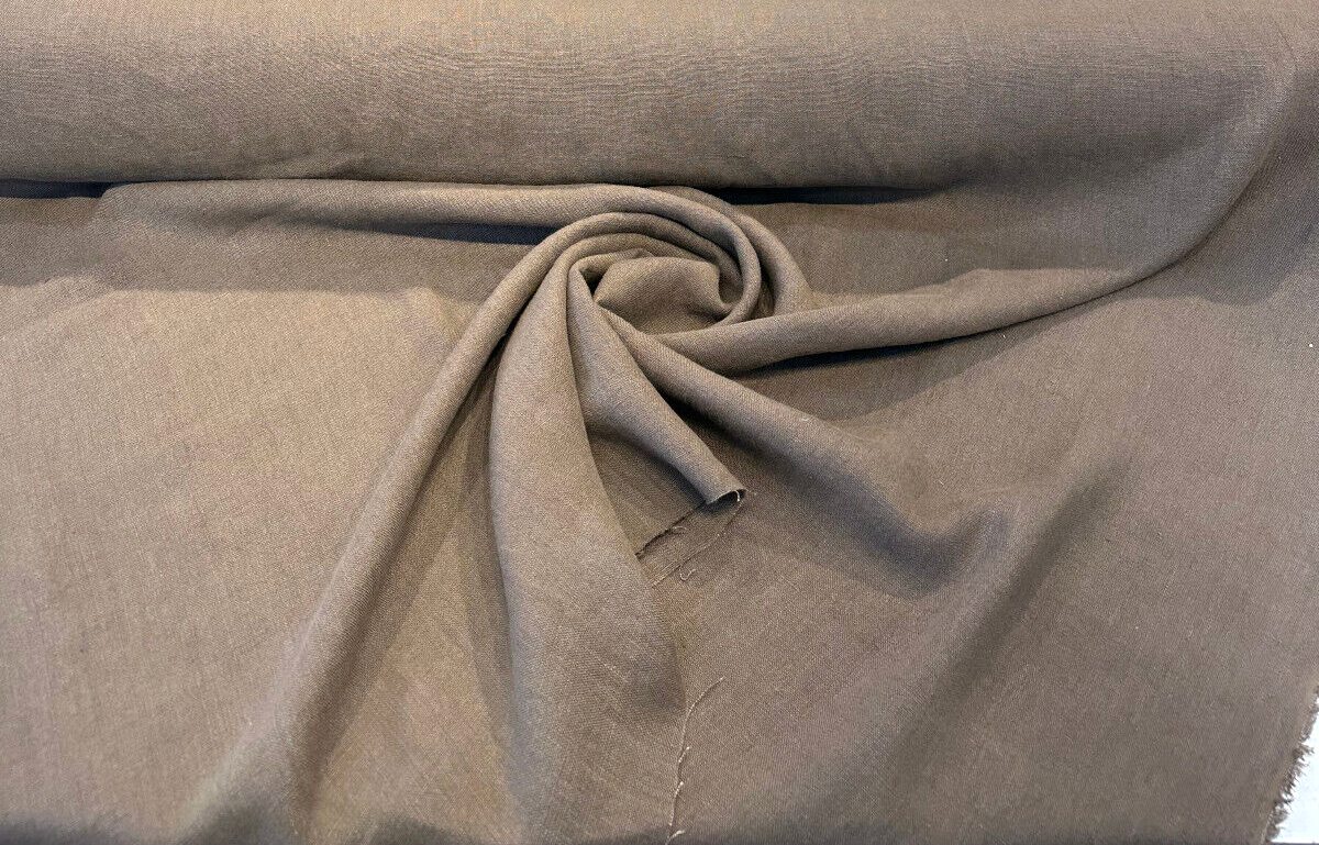 Don Giovanni Linen Fabric - Bark Woodland Brown, 54" Width (1 Yard)