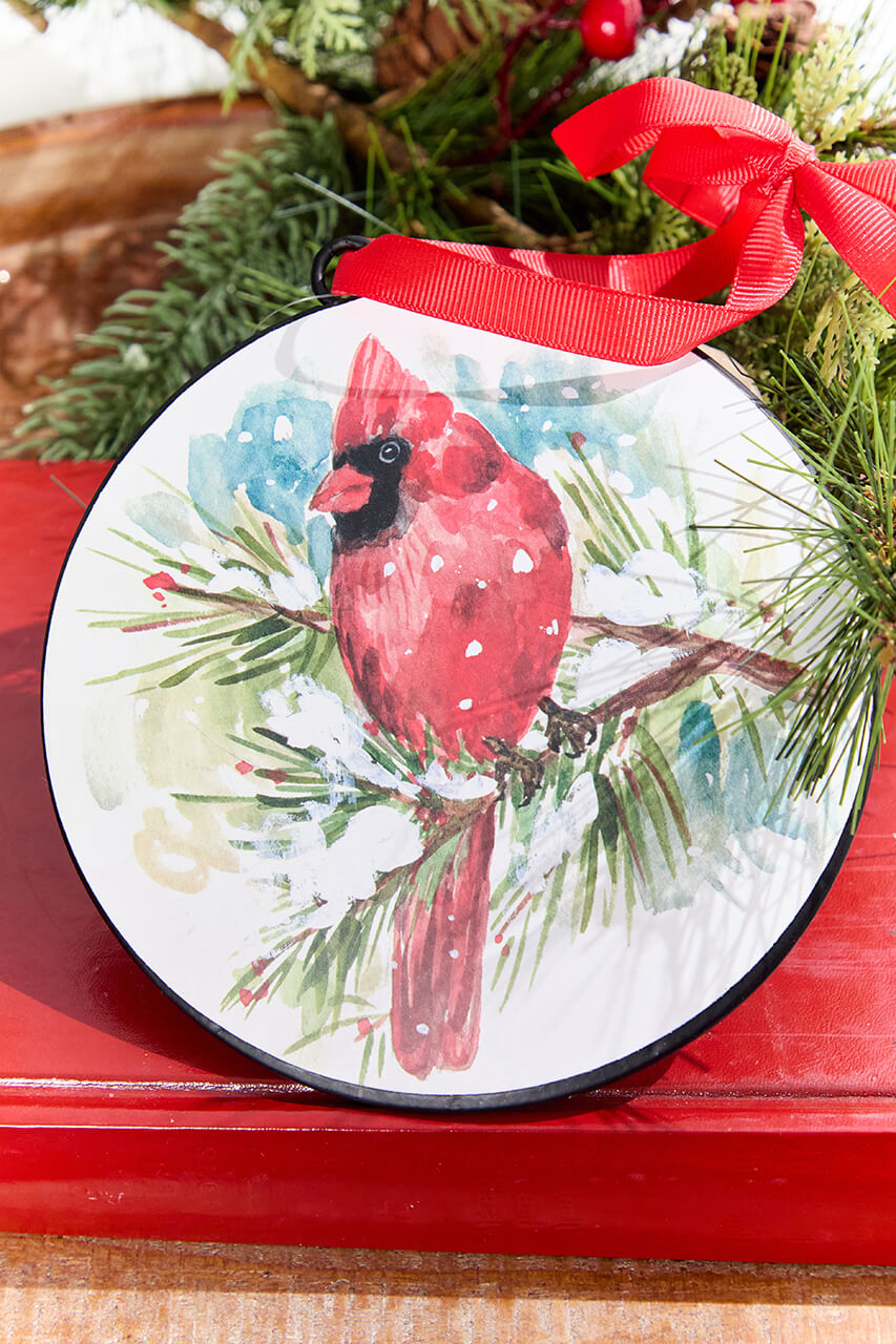 5.75" Cardinal & Pine Ornament