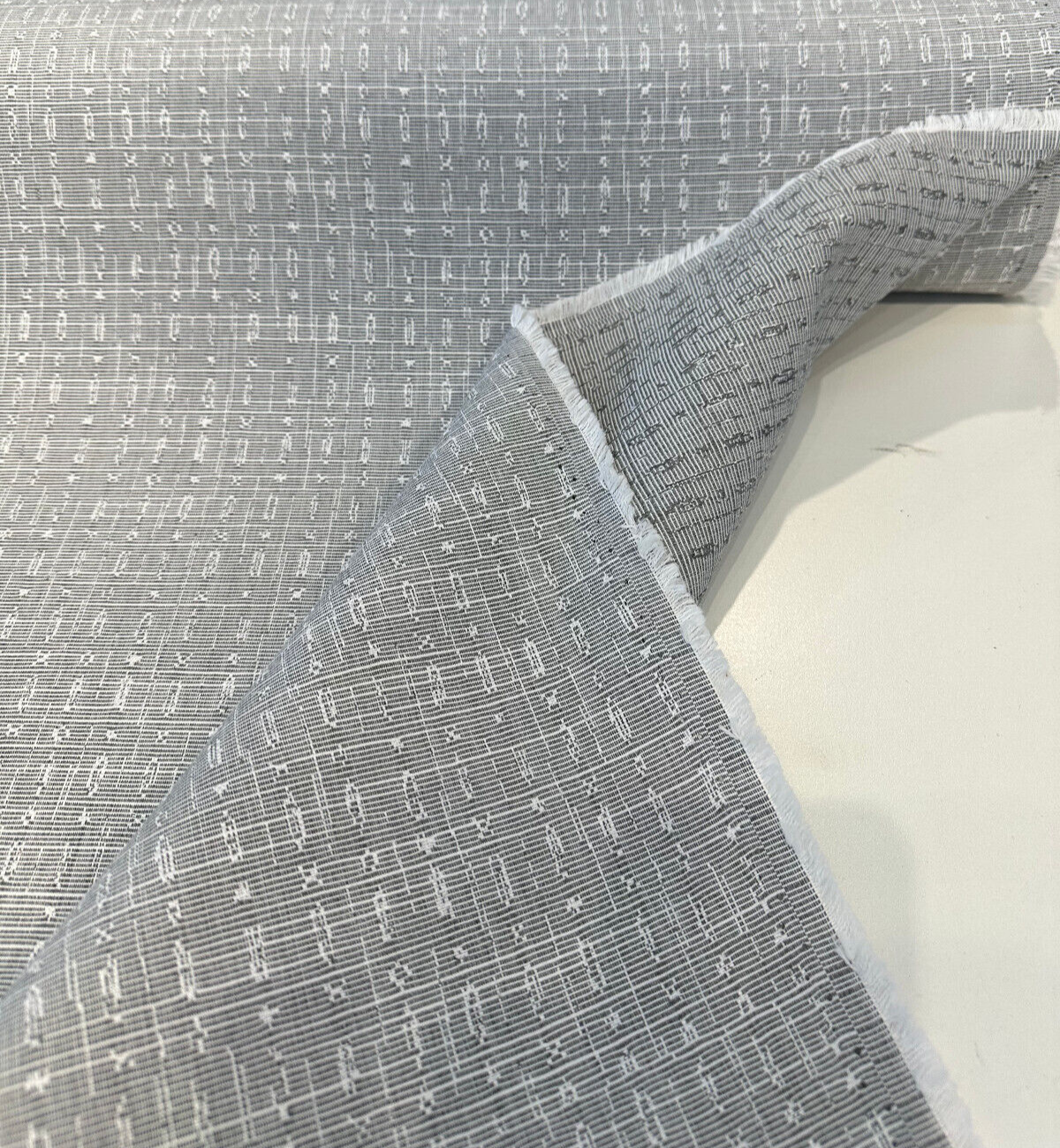 Sunbrella Embrace Pewter Upholstery Fabric - Pewter Geometric Pattern, 54" Width (1 Yard)
