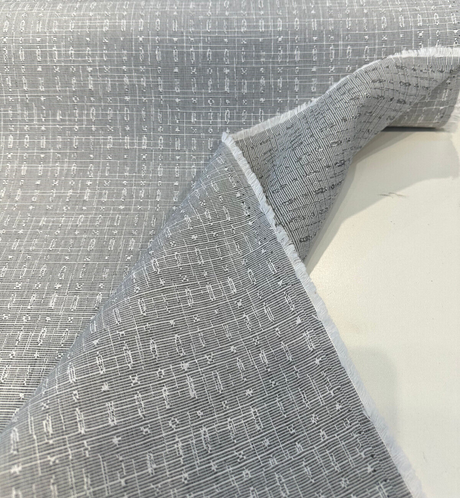 Sunbrella Embrace Pewter Upholstery Fabric - Pewter Geometric Pattern, 54" Width (1 Yard)